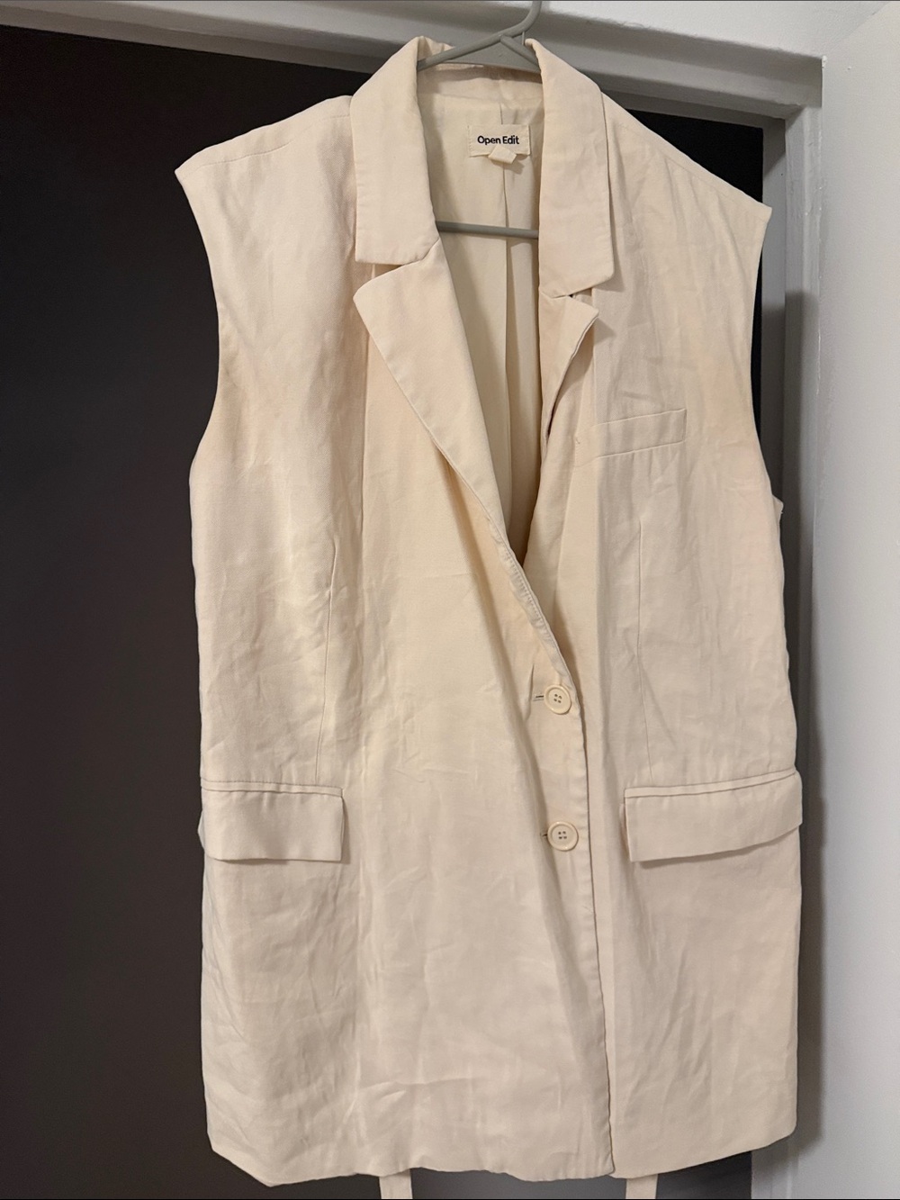 Open Edit Cream Sleeveless Tailored Vest